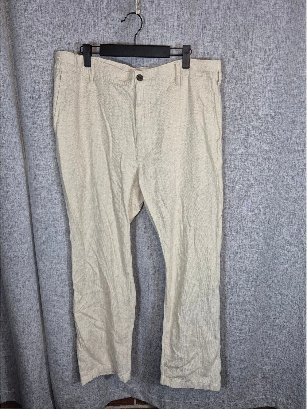 Goodfellow & Co Men’s Linen Blend Pants Large Ivory Textured Straight Leg